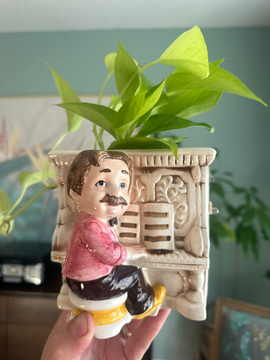 *Vintage* Music Box Planter with Neon Pothos